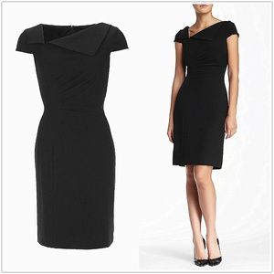 Tahari Fold-over Work Sheath Pencil Dress Black